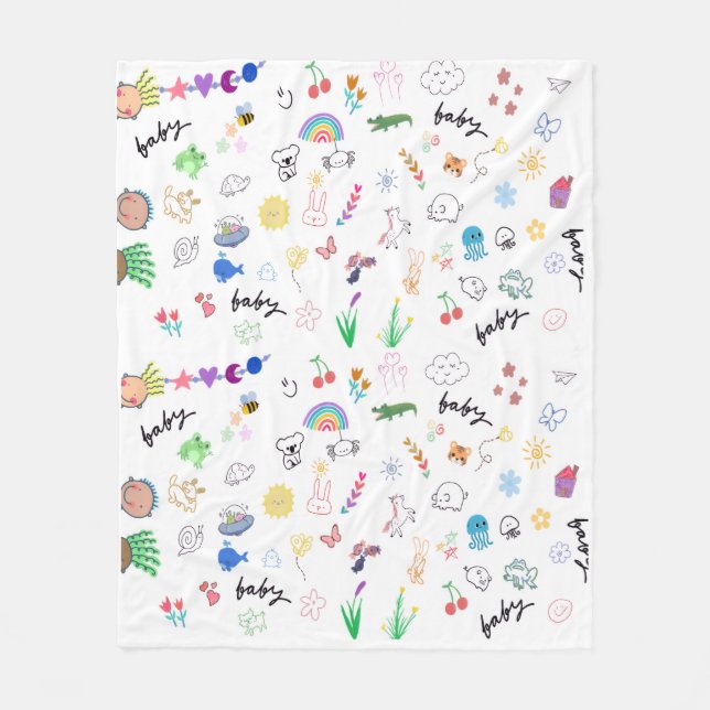 Cute playful doodle pattern   Baby blanket (Front)