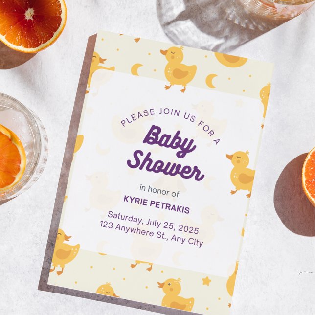Cute Playful Duck Party Baby Shower Invitation Flyer (Creator Uploaded)