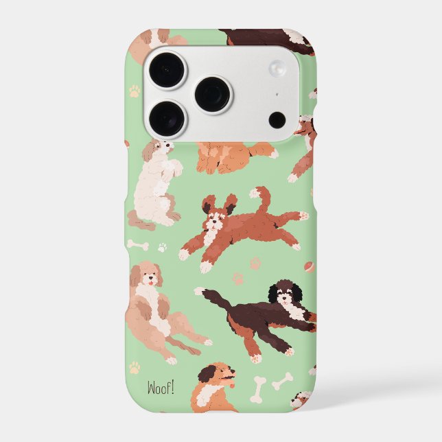 Cute Playful Poodle Dog Pattern  (Back)
