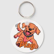 Cute Playful Puppy Cartoon Art with Play Typograph
