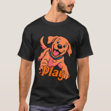 Cute Playful Puppy Cartoon Art with Play Typograph