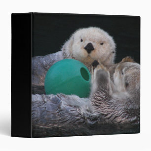 Cute Playful Sea Otters Binder