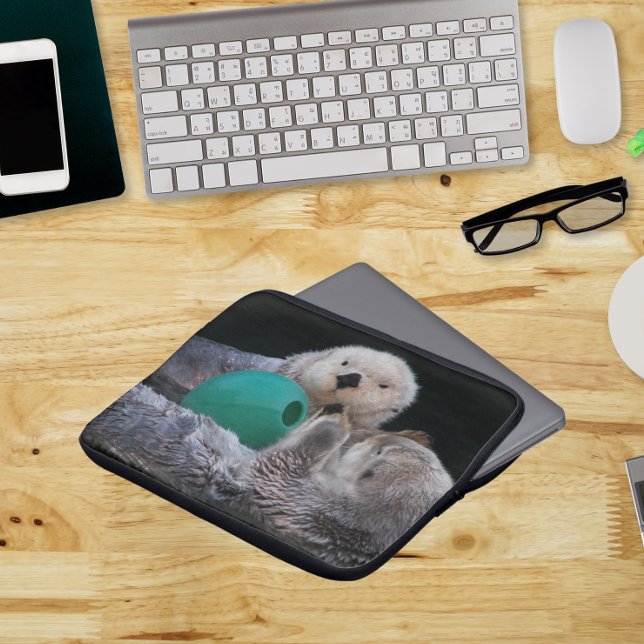 Cute Playful Sea Otters Laptop Sleeve (In Situ)