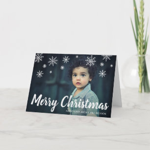 Cute Playful Snowflakes Photo Modern Christmas Holiday Card