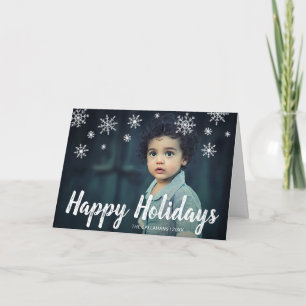 Cute Playful Snowflakes Photo Modern Christmas Holiday Card
