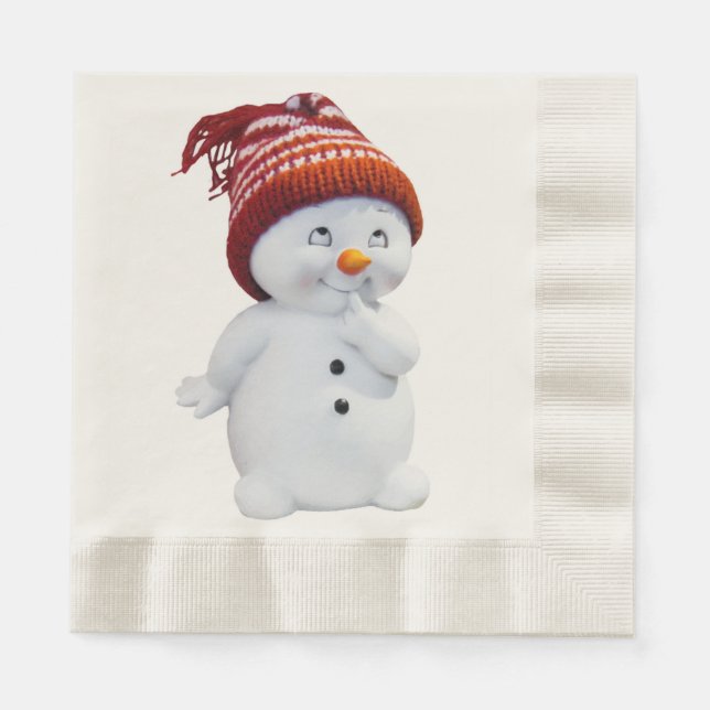 CUTE PLAYFUL SNOWMAN NAPKIN (Front)