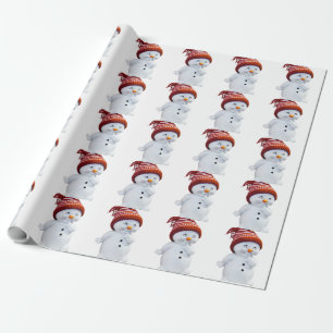 CUTE PLAYFUL SNOWMAN WRAPPING PAPER