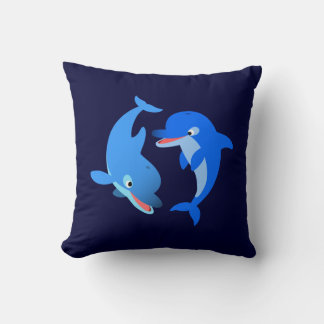 Cute Playing Cartoon Dolphins Pillow