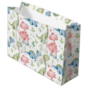 Cute playing dinosaurs kids birthday large gift bag