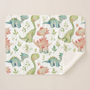Cute playing dinosaurs sherpa blanket