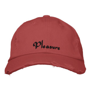 Cute Pleasure Quote Red Black Embroidered Hat