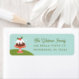 Cute Plum Pudding Christmas Cake Return Address 