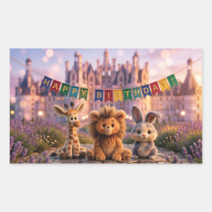Cute Plush Animals with Happy Birthday Banner Sticker