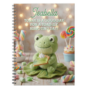 Cute Plush Frog holding Key Lime Pie Personalized Notebook