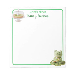 Cute Plush Frog holding Key Lime Pie Personalized Notepad