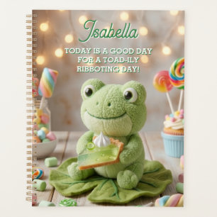 Cute Plush Frog holding Key Lime Pie Personalized Planner