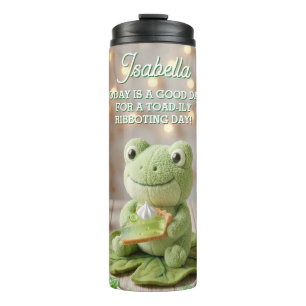 Cute Plush Frog holding Key Lime Pie Personalized Thermal Tumbler