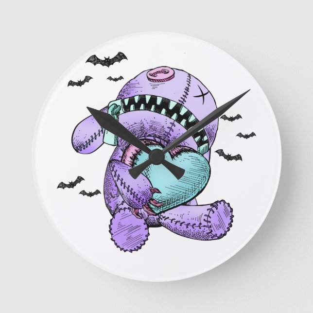 Cute Plush Pastel Gothic Love Wall Clock Decor (Front)