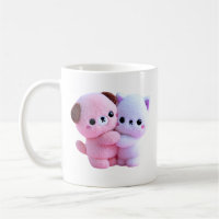 Cute Plush Puppy And Kitten Friends
