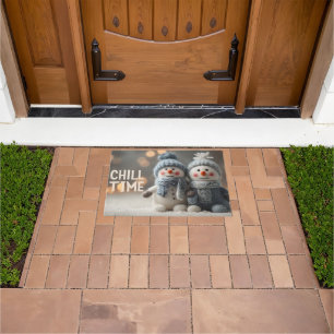 Cute Plush Snowman Dolls with Knit Hats Doormat