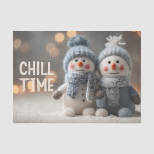 Cute Plush Snowman Dolls with Knit Hats Tissue Paper