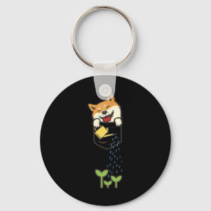 Cute Pocket Shiba Inu Shirt Dog Lover Plants Garde Keychain