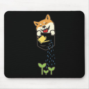 Cute Pocket Shiba Inu Shirt Dog Lover Plants Garde Mouse Pad