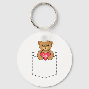 Cute Pocket Teddy Bear Hugging Heart - 2020 Valent Keychain