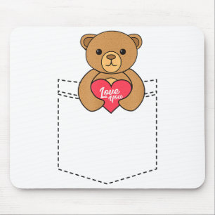 Cute Pocket Teddy Bear Hugging Heart - 2020 Valent Mouse Pad