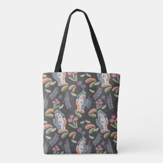 Cute Podenco Matching Floral Dark Grey Tote Bag