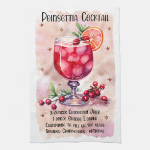 Cute Poinsettia Cocktail Christmas Drink Recipe Kitchen Towel