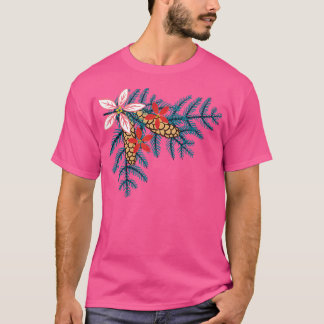 Cute Poinsettia Pinecone Branch T-Shirt
