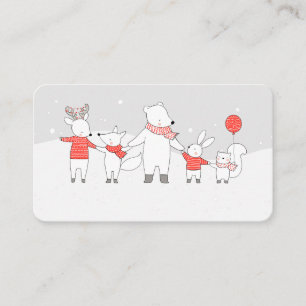 Cute Polar Bear and Friends Holiday Party Place Card