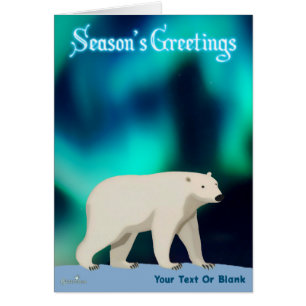 Cute Polar Bear and Northern Lights 