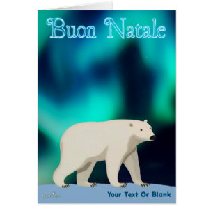 Cute Polar Bear and Northern Lights