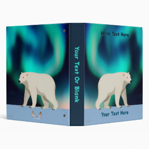 Cute Polar Bear and Northern Lights Binder