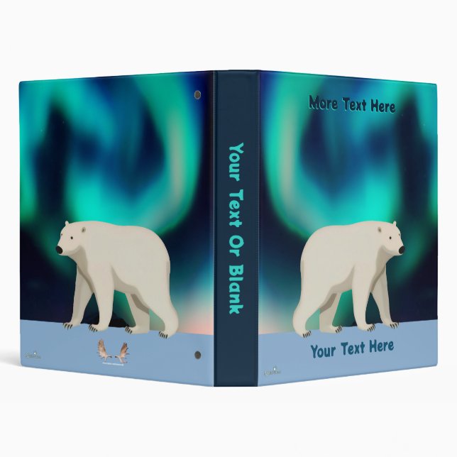 Cute Polar Bear and Northern Lights Binder (Background)