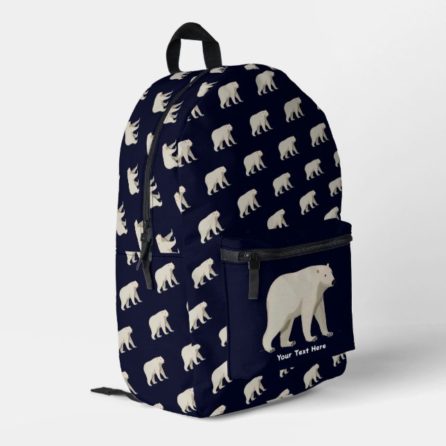 Cute Polar Bear and Northern Lights Printed Backpack (Back Corner Left)