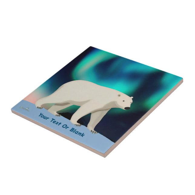 Cute Polar Bear and Northern Lights Tile (Side)
