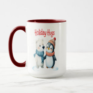 Cute Polar Bear and Penguin Friends Christmas Mug