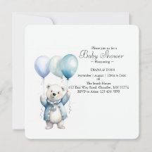 Cute Polar Bear Baby Shower Invitation