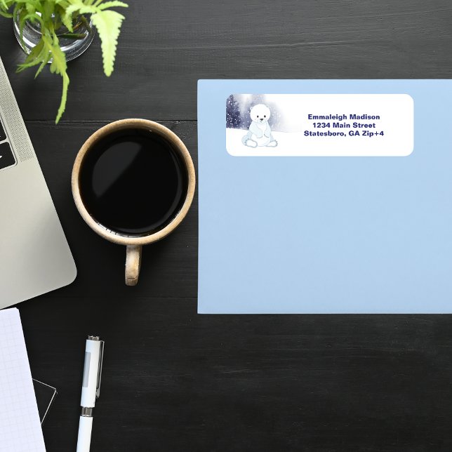 Cute Polar Bear Baby Shower Return Address (Creator Uploaded)