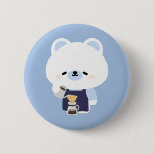 Cute Polar Bear Barista 2 Inch Round Button
