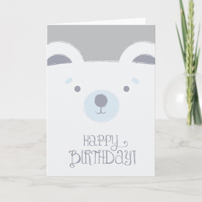 Cute Polar Bear Birthday Card (Front)