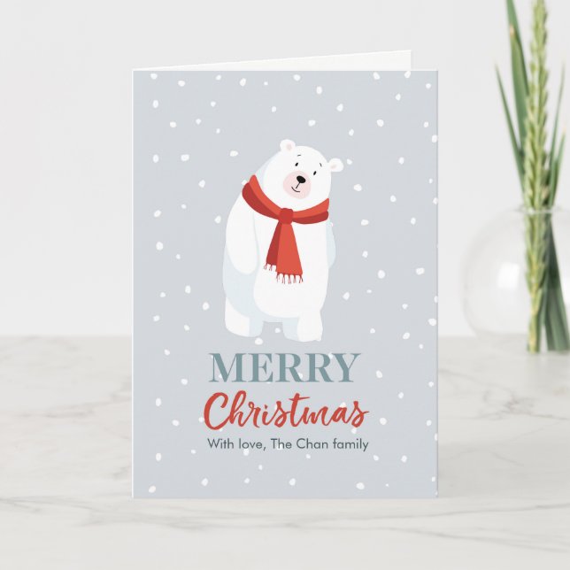 Cute Polar Bear Christmas Card (Front)