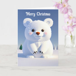 Cute Polar Bear Christmas Festive Holiday  Card