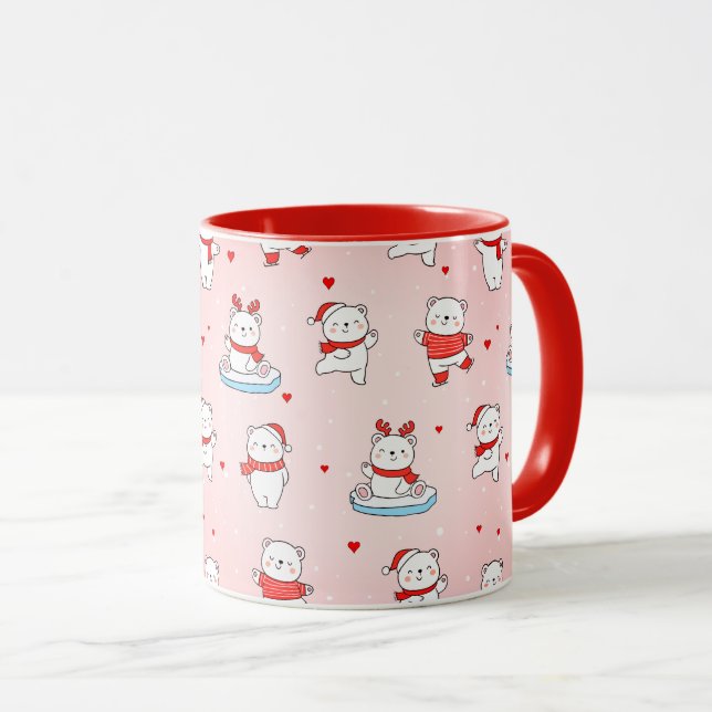 Cute Polar Bear Christmas Mug (Front Right)