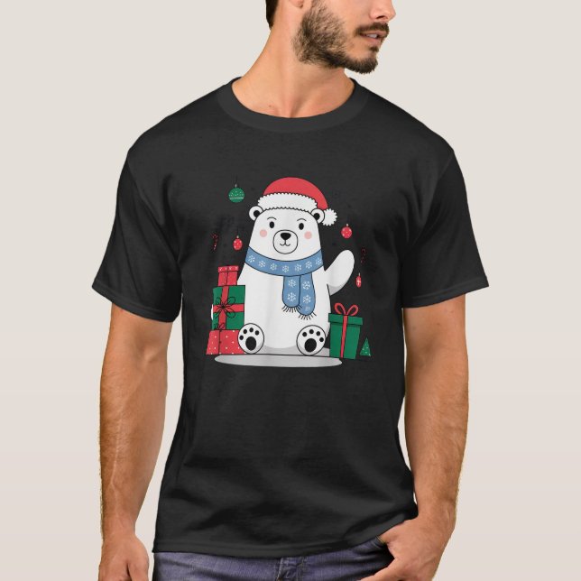 Cute Polar Bear Christmas Pyjamas Xmas Funny Anima T-Shirt (Front)