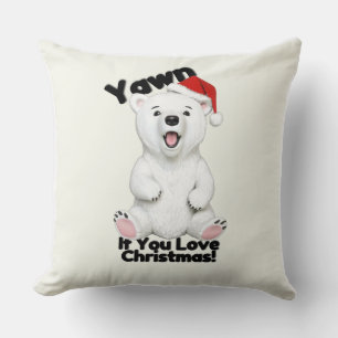 Cute Polar Bear Christmas Throw Pillow