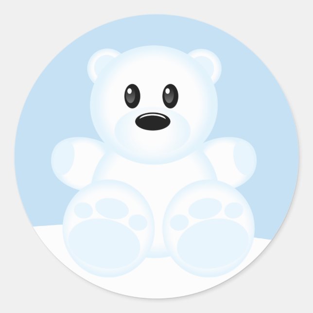 Cute Polar Bear Classic Round Sticker (Front)